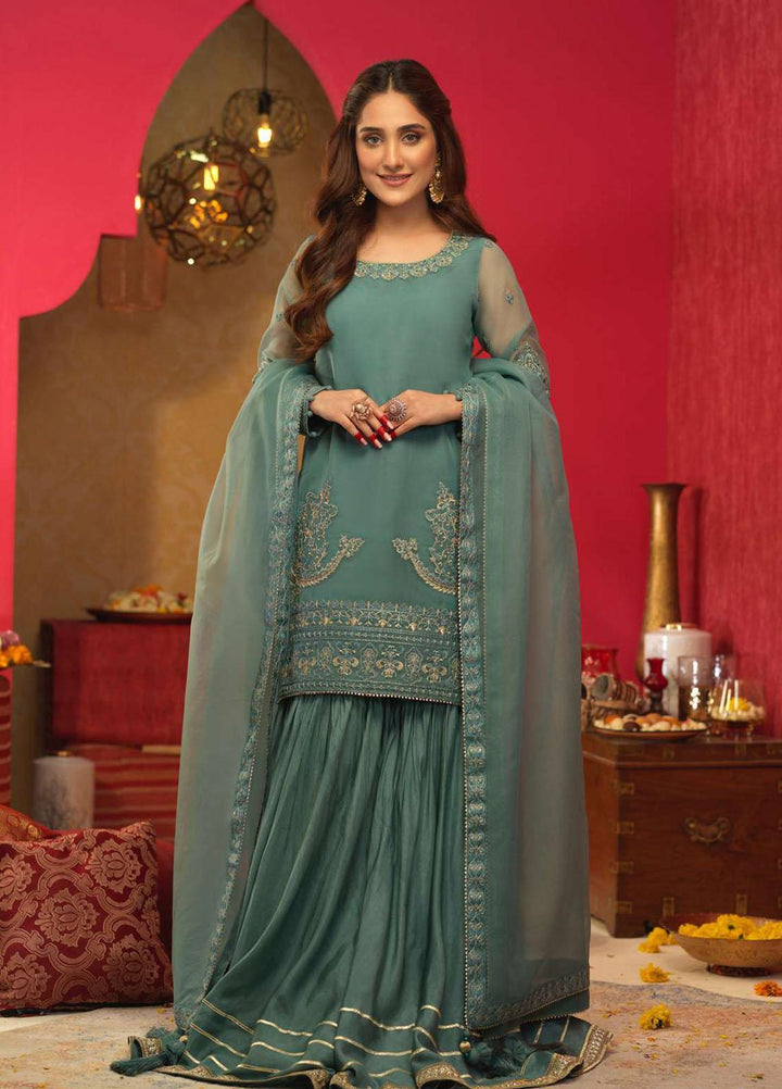 Asim Jofa Embroidered Organza Suits Unstitched 3 Piece AJ21RF AJFC-28 - Festive Collection