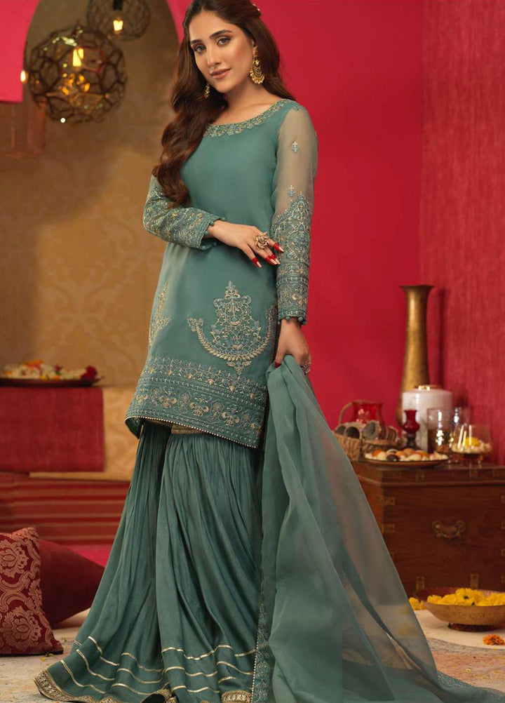 Asim Jofa Embroidered Organza Suits Unstitched 3 Piece AJ21RF AJFC-28 - Festive Collection
