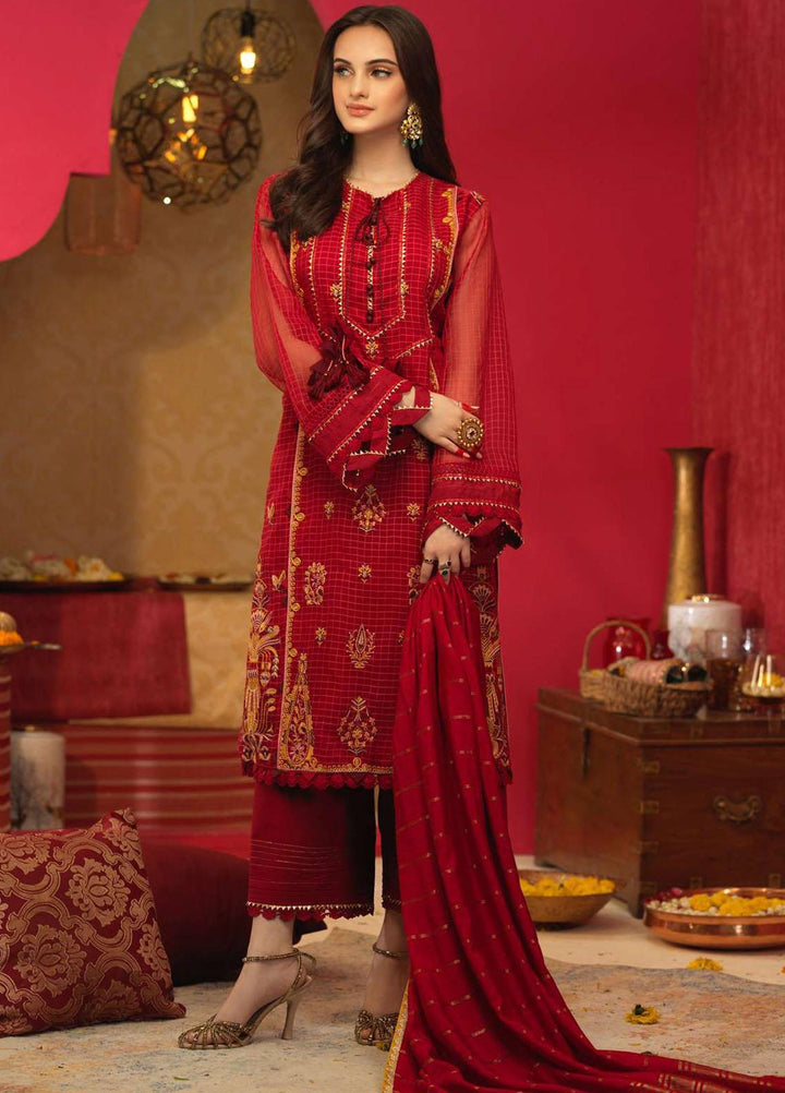 Asim Jofa Embroidered Organza Suits Unstitched 3 Piece AJ21RF AJFC-29 - Festive Collection