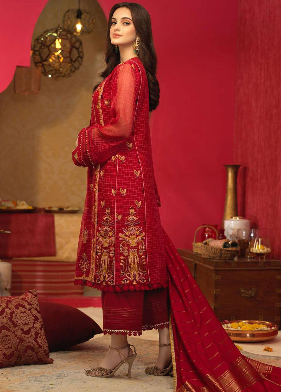 Asim Jofa Embroidered Organza Suits Unstitched 3 Piece AJ21RF AJFC-29 - Festive Collection