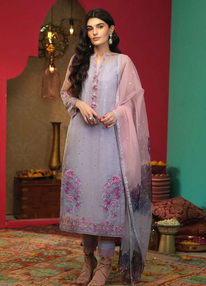 Asim Jofa Embroidered Organza Suits Unstitched 3 Piece AJ21RF AJFC-35 - Festive Collection