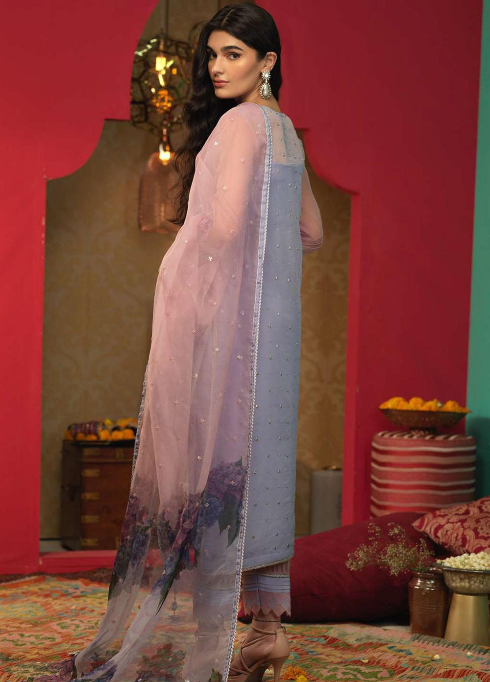 Asim Jofa Embroidered Organza Suits Unstitched 3 Piece AJ21RF AJFC-35 - Festive Collection