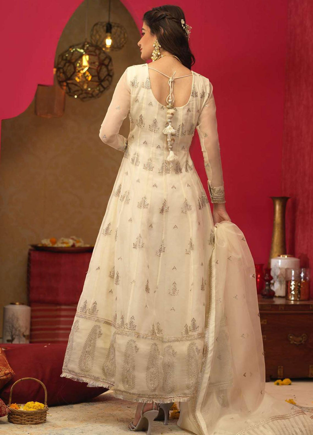 Asim Jofa Embroidered Organza Suits Unstitched 3 Piece AJ21RF AJFC-36 - Festive Collection