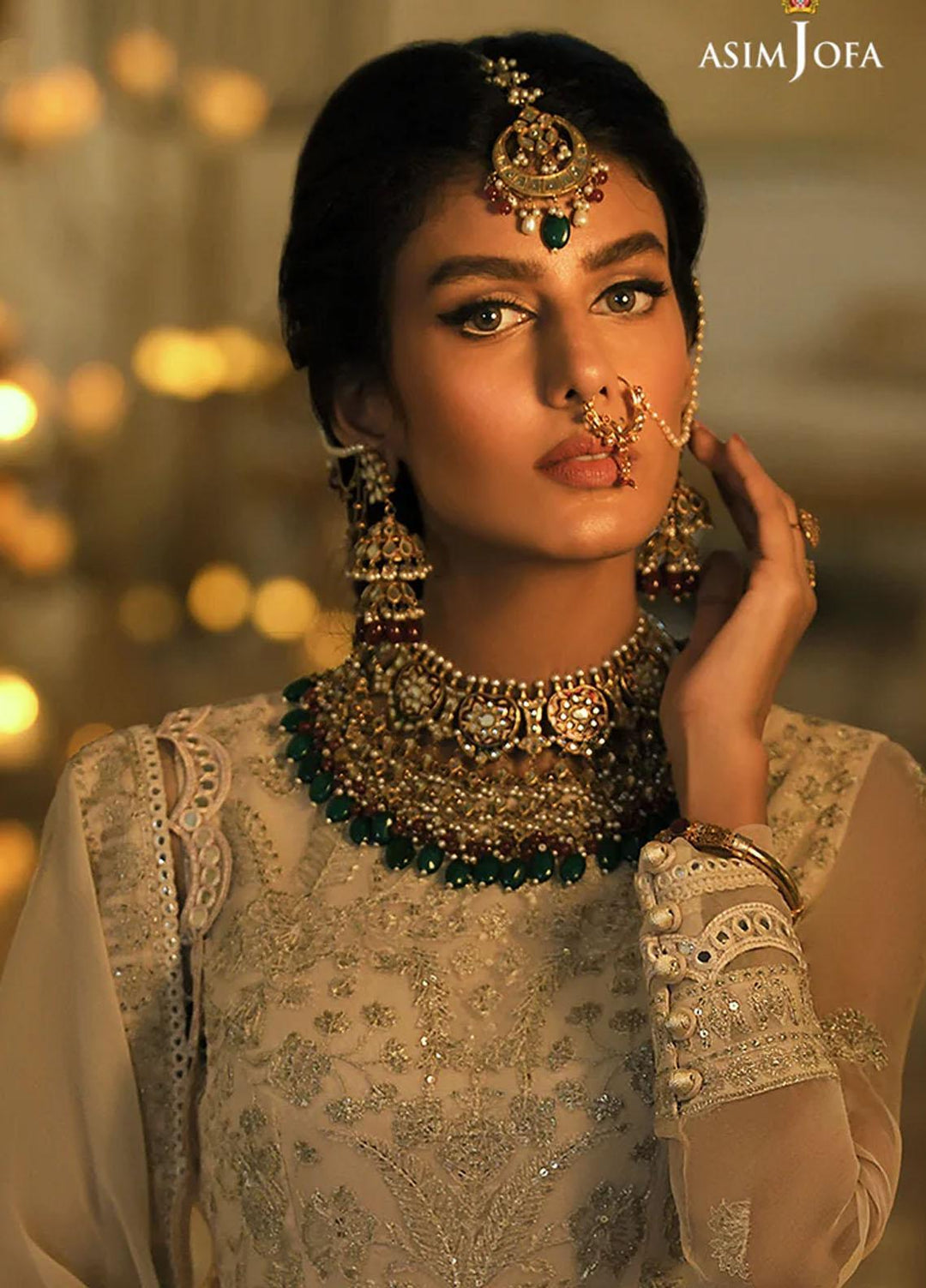 Sadqay Tumharay By Asim Jofa Embroidered Chiffon Suits Unstitched 3 Piece AJ22ST AJST-01 - Eid Collection