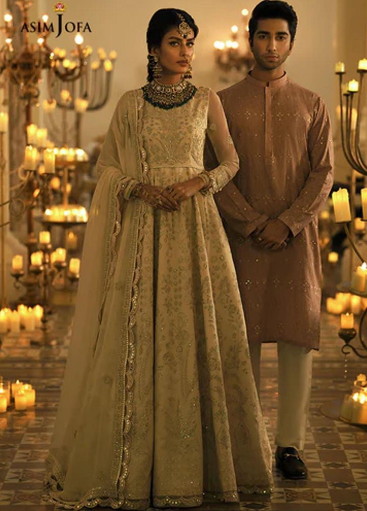 Sadqay Tumharay By Asim Jofa Embroidered Chiffon Suits Unstitched 3 Piece AJ22ST AJST-01 - Eid Collection