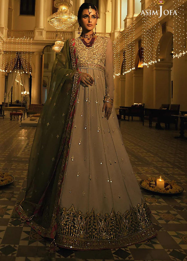 Sadqay Tumharay By Asim Jofa Embroidered Net Suits Unstitched 3 Piece AJ22ST AJST-02 - Eid Collection