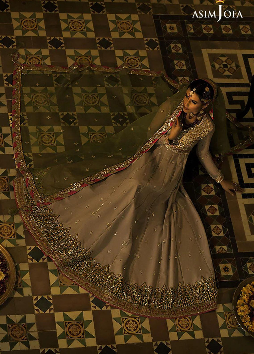 Sadqay Tumharay By Asim Jofa Embroidered Net Suits Unstitched 3 Piece AJ22ST AJST-02 - Eid Collection