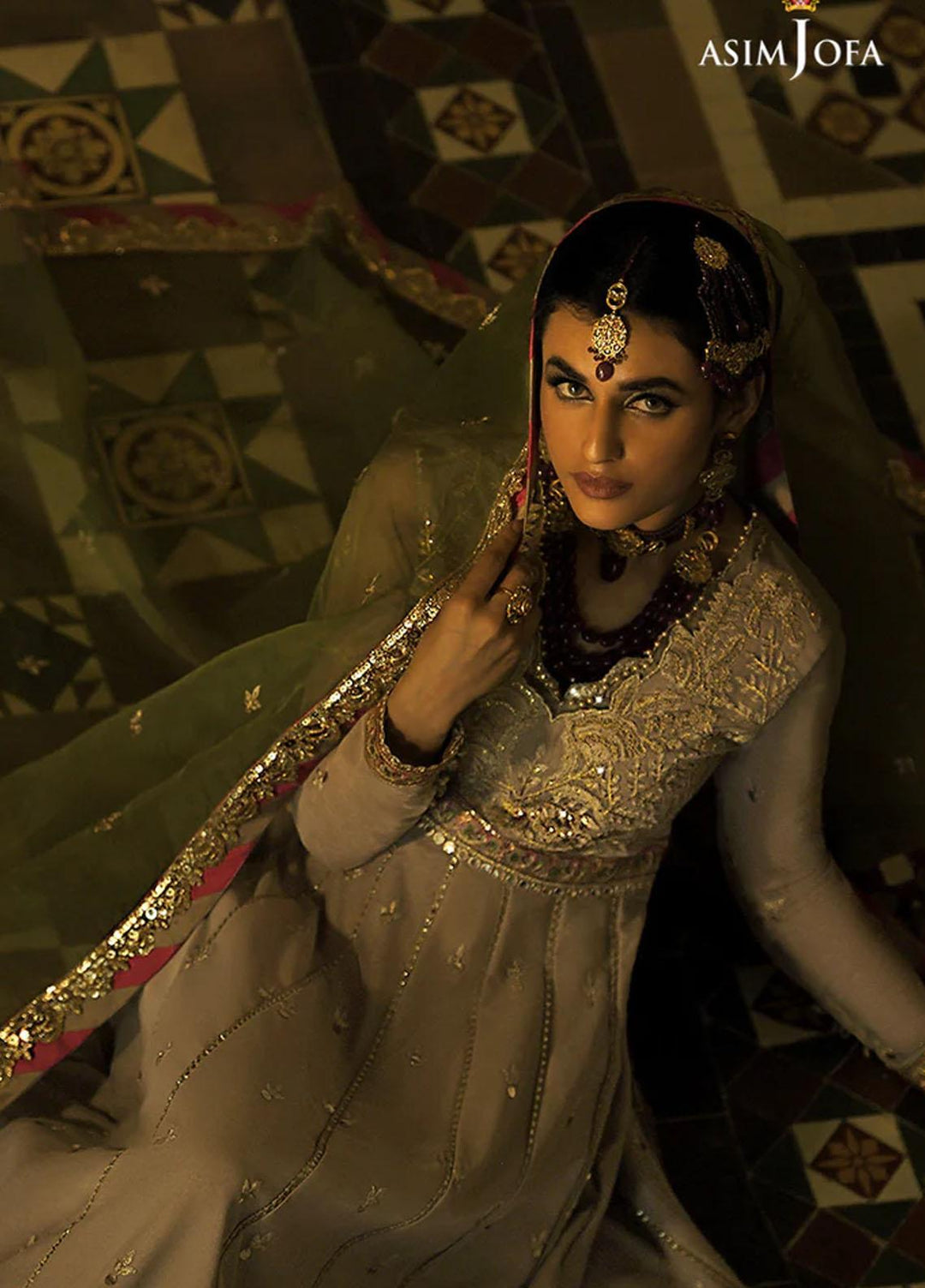 Sadqay Tumharay By Asim Jofa Embroidered Net Suits Unstitched 3 Piece AJ22ST AJST-02 - Eid Collection