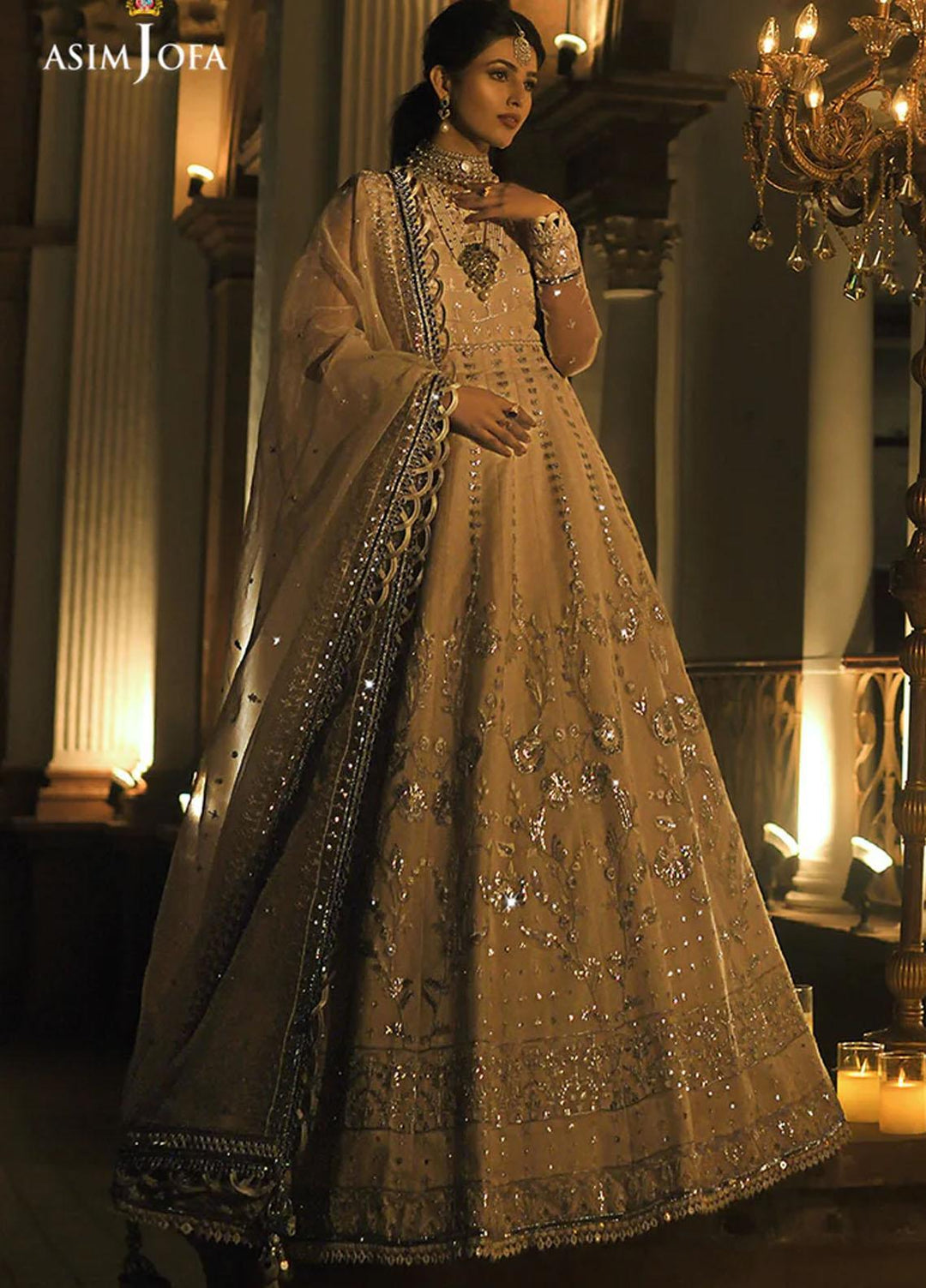 Sadqay Tumharay By Asim Jofa Embroidered Organza Suits Unstitched 3 Piece AJ22ST AJST-03 - Eid Collection