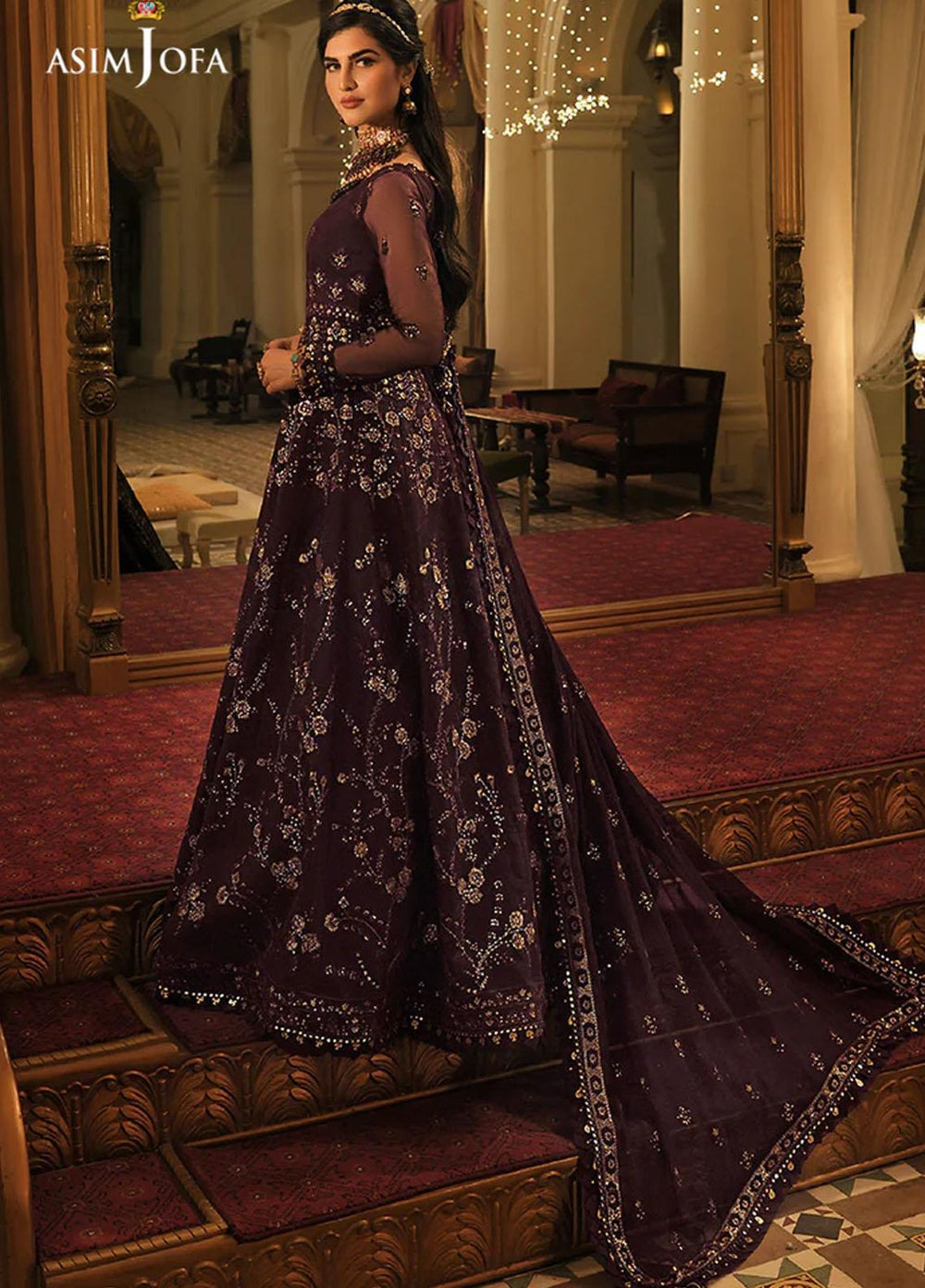 Sadqay Tumharay By Asim Jofa Embroidered Chiffon Suits Unstitched 3 Piece AJ22ST AJST-05 - Eid Collection