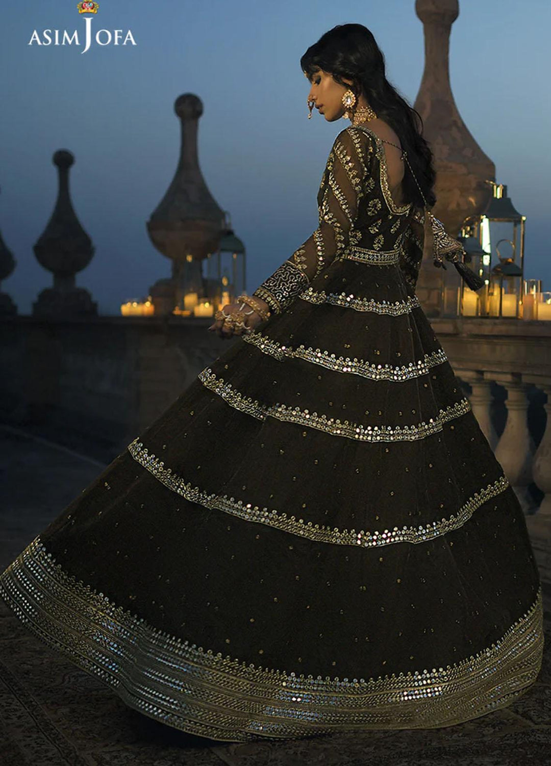 Sadqay Tumharay By Asim Jofa Embroidered Chiffon Suits Unstitched 3 Piece AJ22ST AJST-07 - Eid Collection