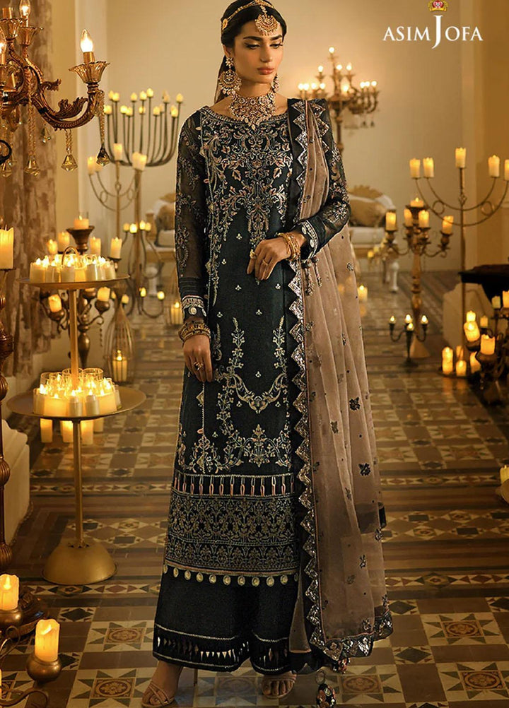 Sadqay Tumharay By Asim Jofa Embroidered Organza Suits Unstitched 3 Piece AJ22ST AJST-08 - Eid Collection