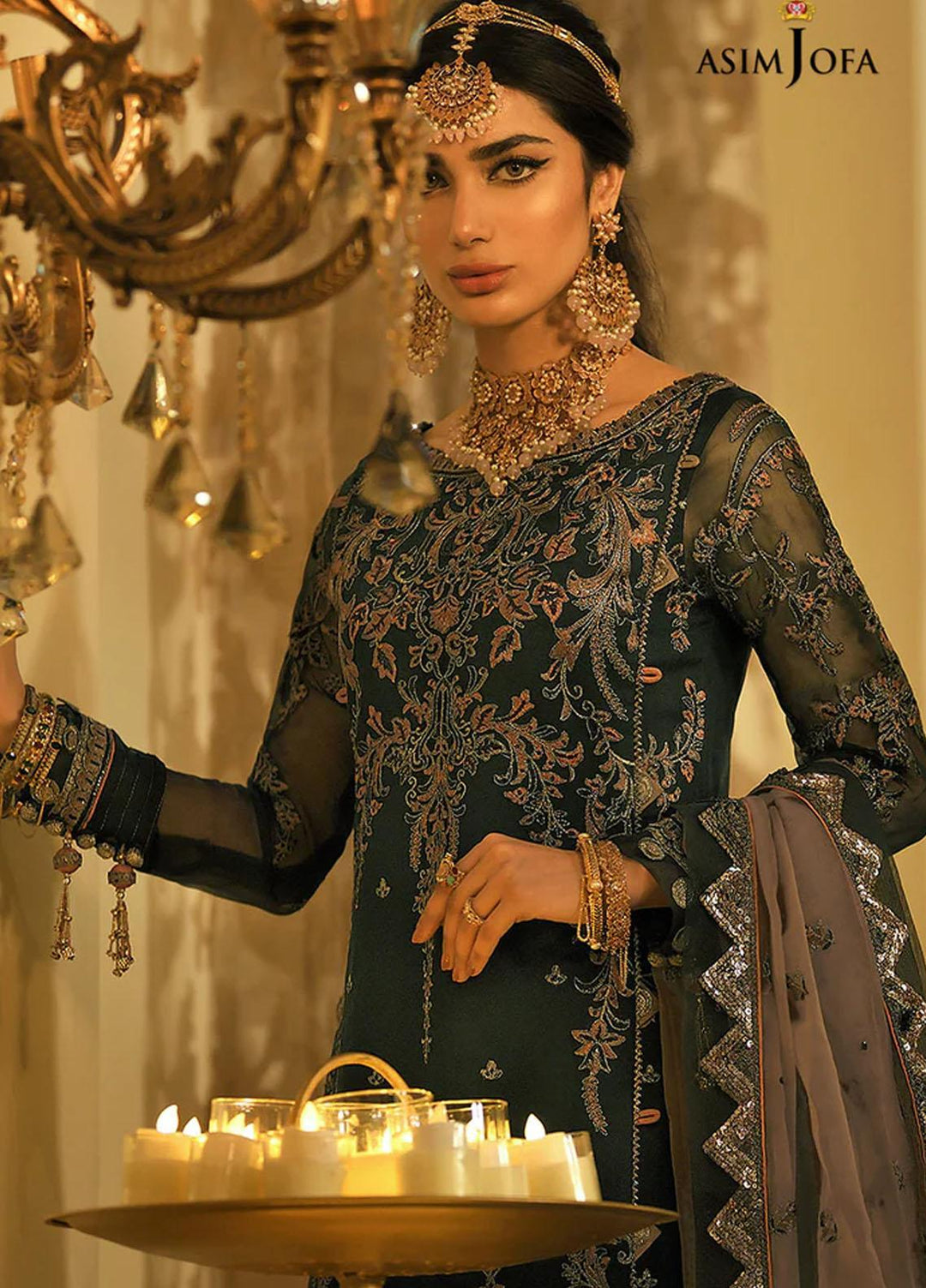 Sadqay Tumharay By Asim Jofa Embroidered Organza Suits Unstitched 3 Piece AJ22ST AJST-08 - Eid Collection