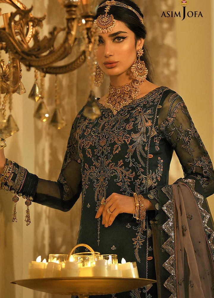 Sadqay Tumharay By Asim Jofa Embroidered Organza Suits Unstitched 3 Piece AJ22ST AJST-08 - Eid Collection