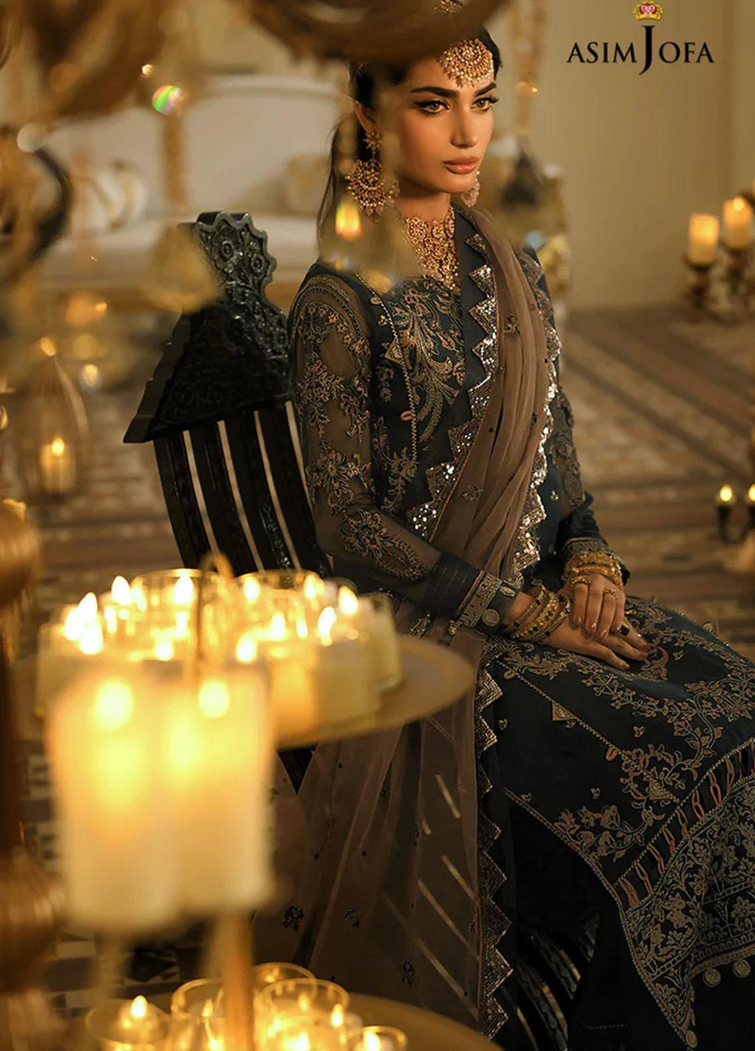 Sadqay Tumharay By Asim Jofa Embroidered Organza Suits Unstitched 3 Piece AJ22ST AJST-08 - Eid Collection