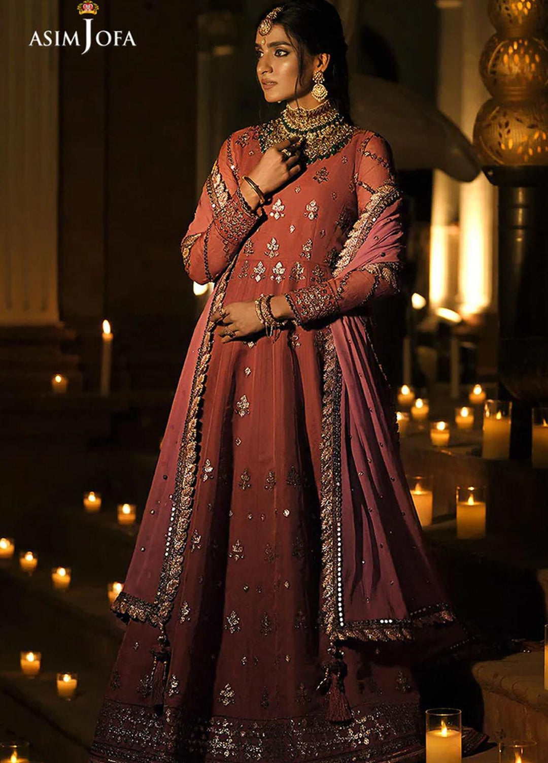 Sadqay Tumharay By Asim Jofa Embroidered Organza Suits Unstitched 3 Piece AJ22ST AJST-09 - Eid Collection