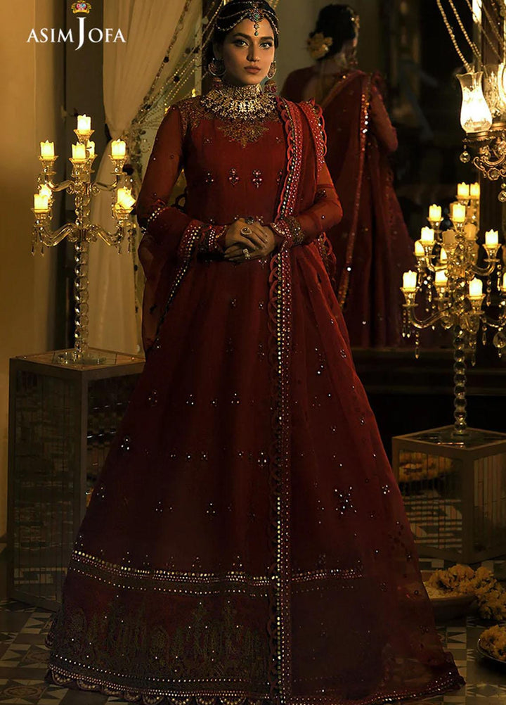 Sadqay Tumharay By Asim Jofa Embroidered Chiffon Suits Unstitched 3 Piece AJ22ST AJST-10 - Eid Collection