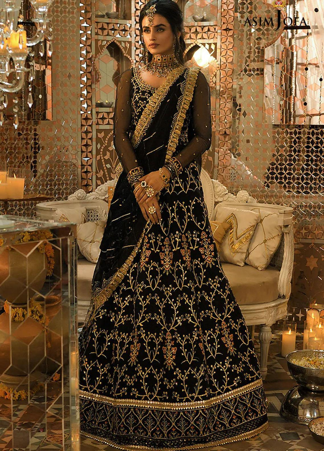 Sadqay Tumharay By Asim Jofa Embroidered Chiffon Suits Unstitched 3 Piece AJ22ST AJST-11 - Eid Collection