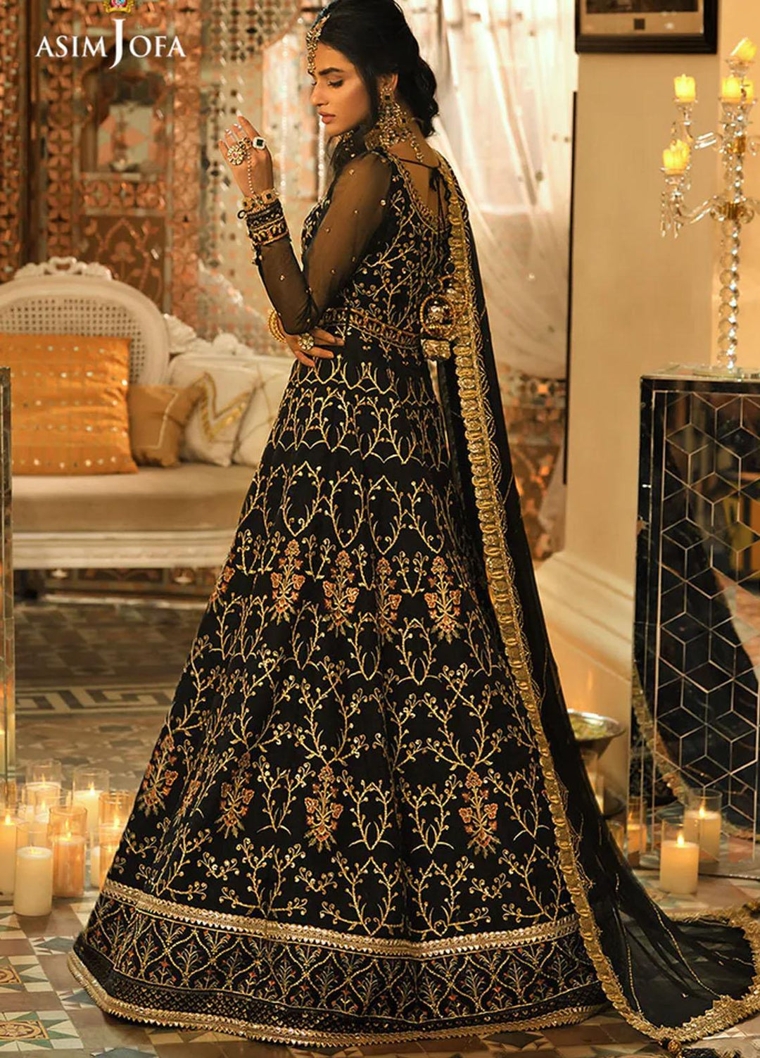 Sadqay Tumharay By Asim Jofa Embroidered Chiffon Suits Unstitched 3 Piece AJ22ST AJST-11 - Eid Collection