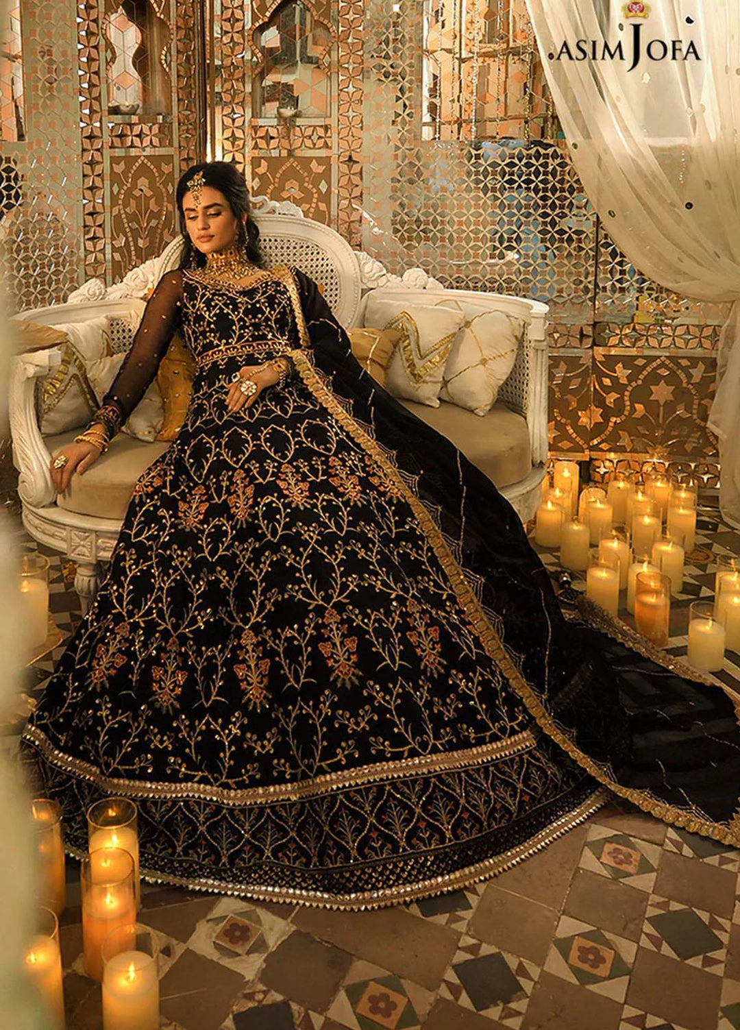 Sadqay Tumharay By Asim Jofa Embroidered Chiffon Suits Unstitched 3 Piece AJ22ST AJST-11 - Eid Collection