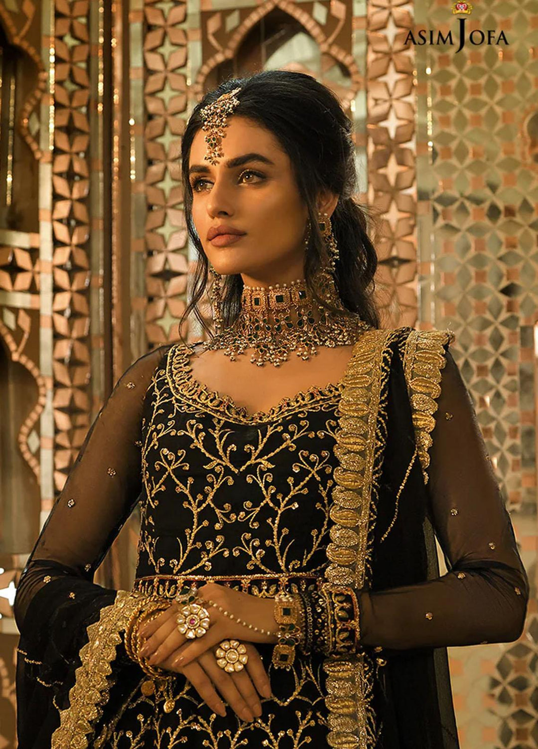 Sadqay Tumharay By Asim Jofa Embroidered Chiffon Suits Unstitched 3 Piece AJ22ST AJST-11 - Eid Collection