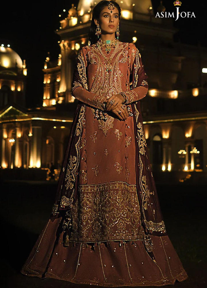 Sadqay Tumharay By Asim Jofa Embroidered Net Suits Unstitched 3 Piece AJ22ST AJST-12 - Eid Collection