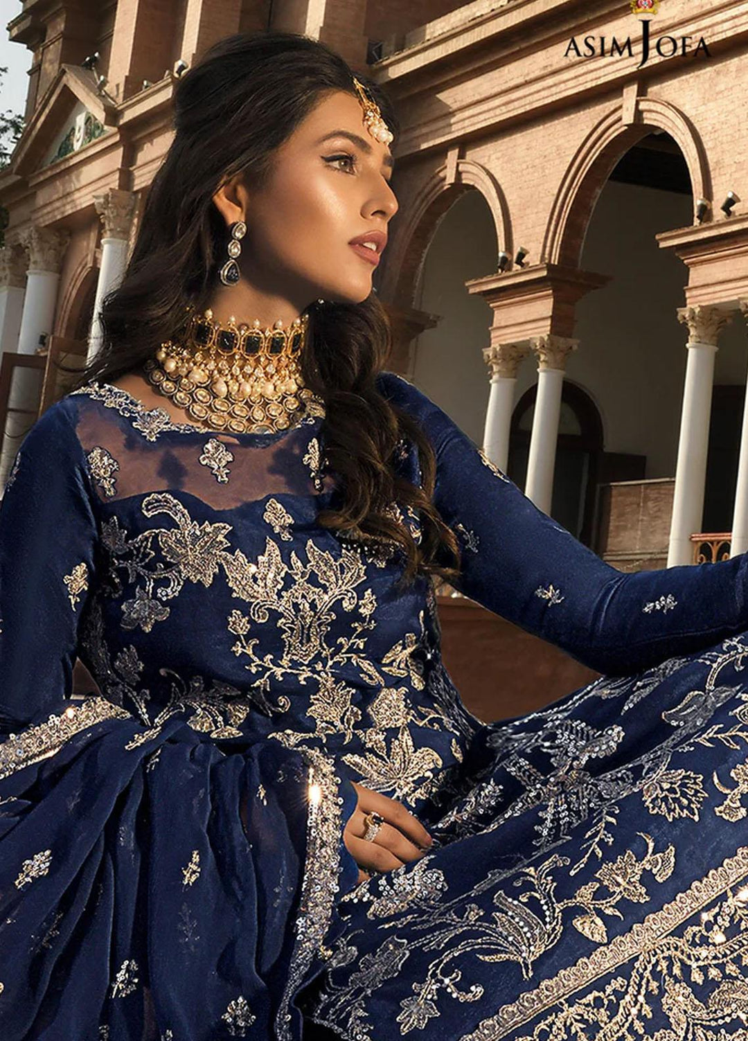 Sadqay Tumharay By Asim Jofa Embroidered Silk Suits Unstitched 3 Piece AJ22ST AJST-13 - Eid Collection