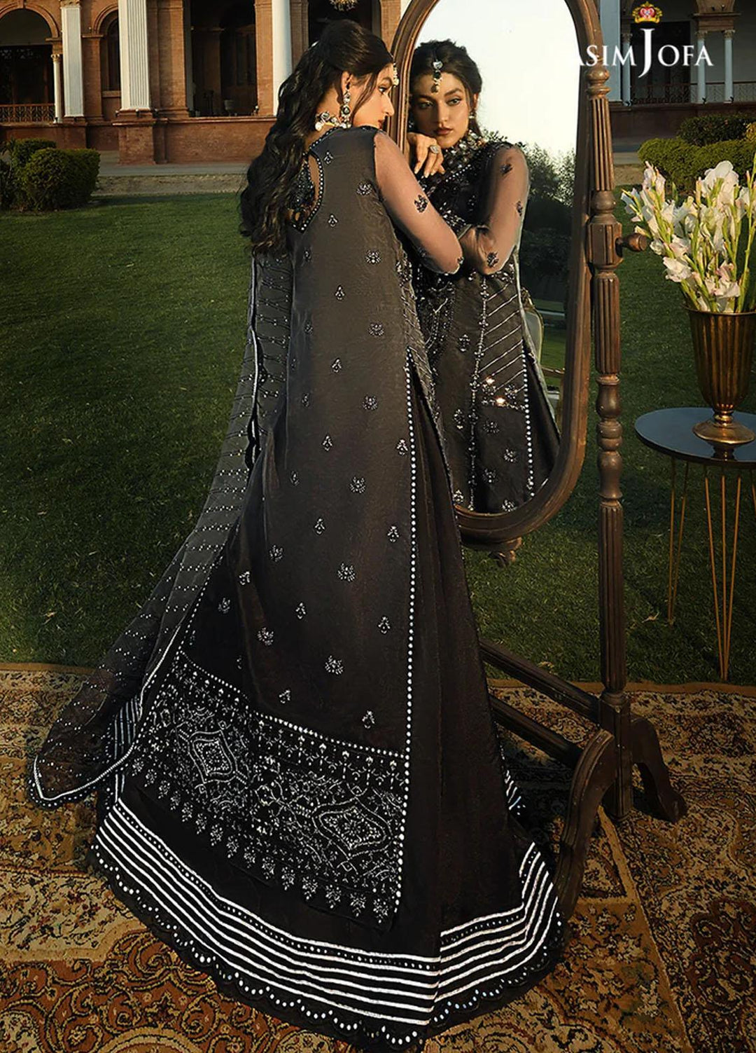 Sadqay Tumharay By Asim Jofa Embroidered Organza Suits Unstitched 3 Piece AJ22ST AJST-14 - Eid Collection