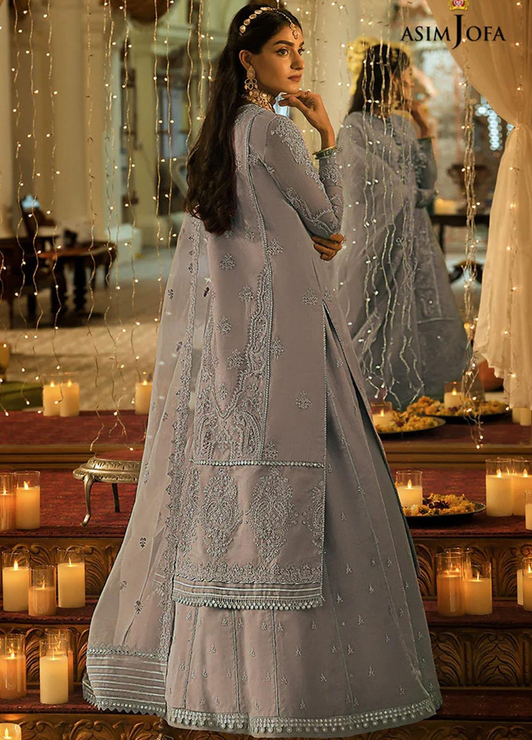 Sadqay Tumharay By Asim Jofa Embroidered Organza Suits Unstitched 3 Piece AJ22ST AJST-15 - Eid Collection