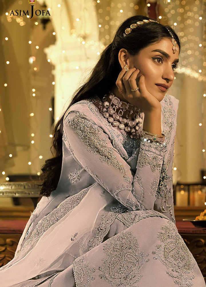Sadqay Tumharay By Asim Jofa Embroidered Organza Suits Unstitched 3 Piece AJ22ST AJST-15 - Eid Collection