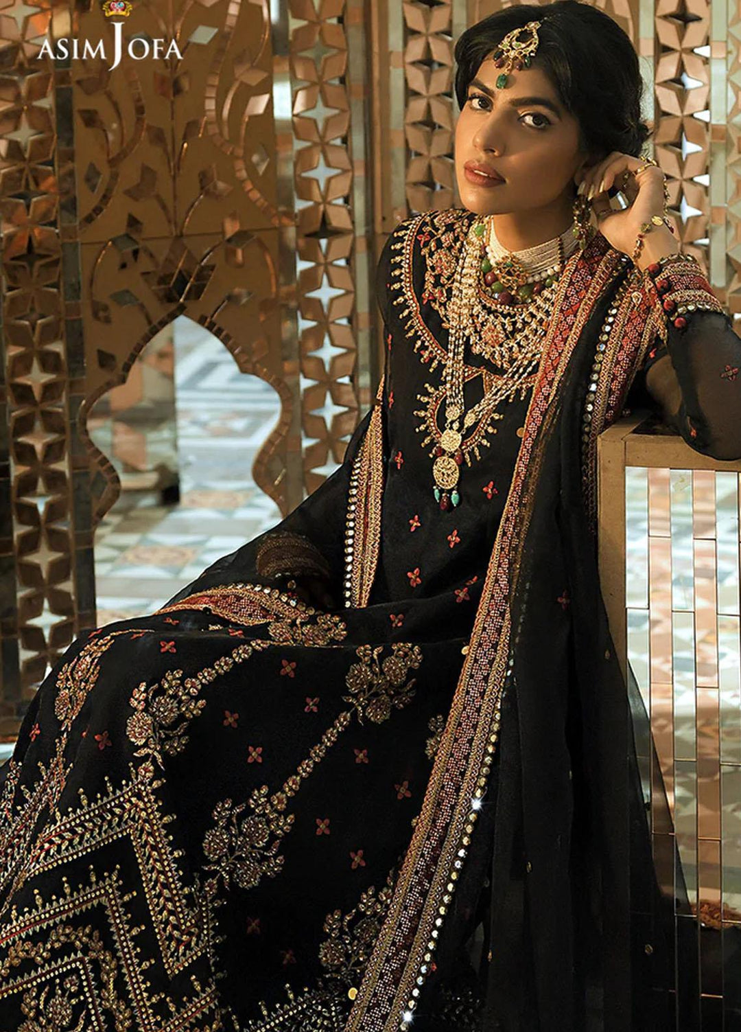 Sadqay Tumharay By Asim Jofa Embroidered Chiffon Suits Unstitched 3 Piece AJ22ST AJST-16 - Eid Collection
