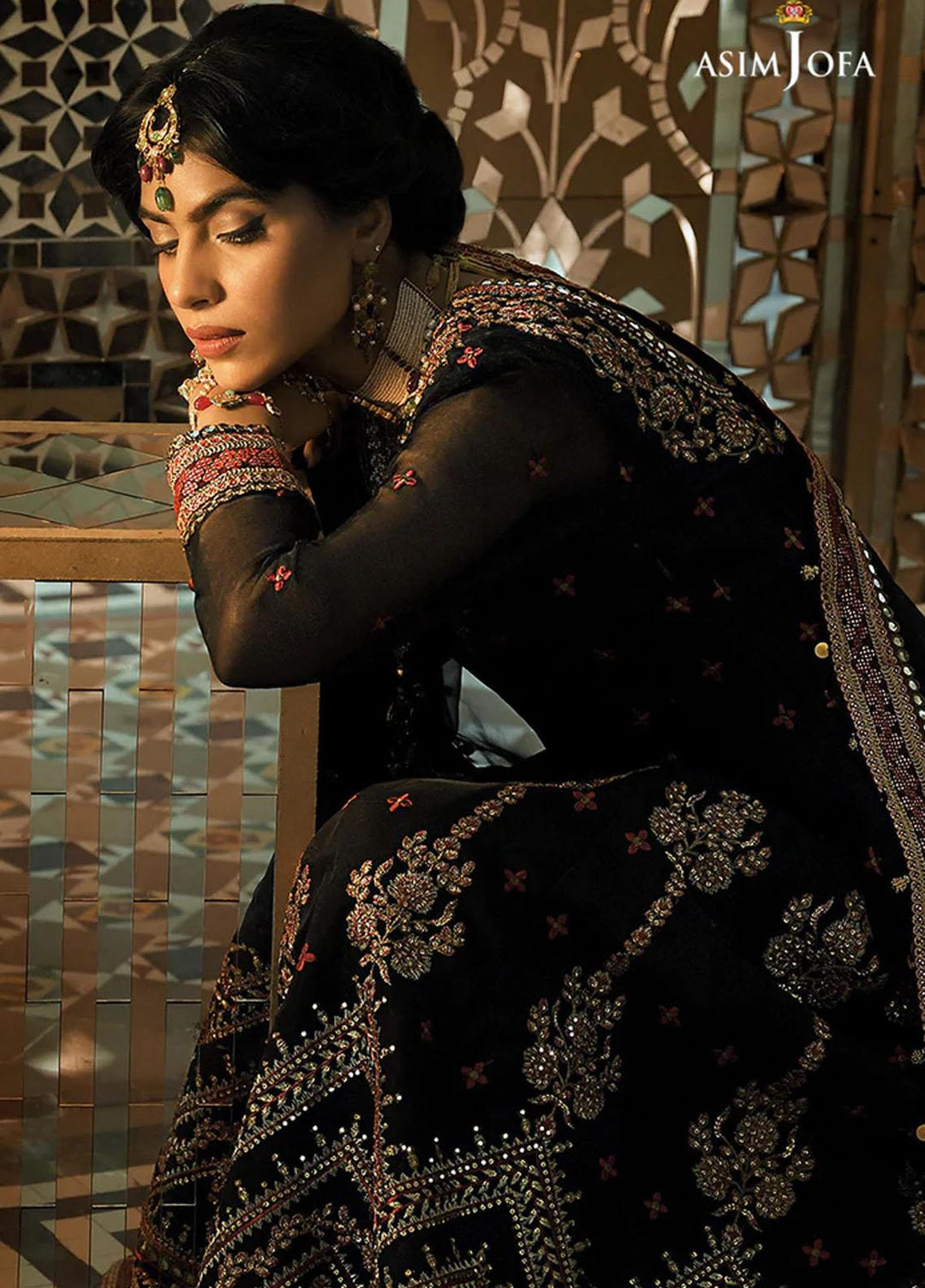 Sadqay Tumharay By Asim Jofa Embroidered Chiffon Suits Unstitched 3 Piece AJ22ST AJST-16 - Eid Collection