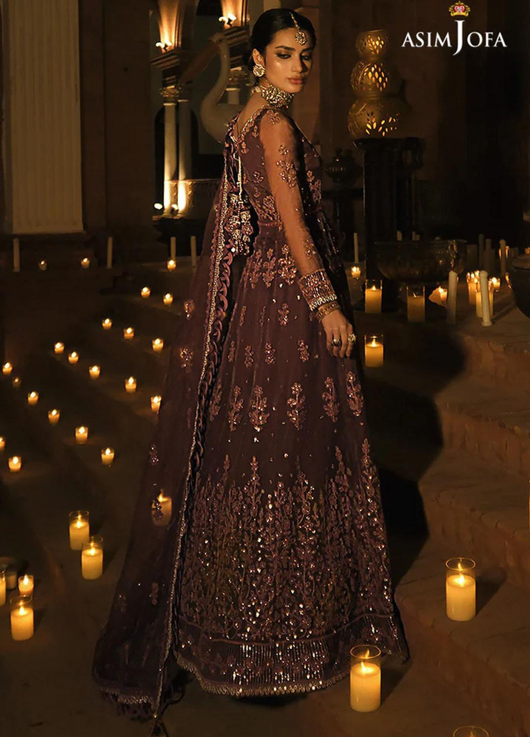 Sadqay Tumharay By Asim Jofa Embroidered Chiffon Suits Unstitched 3 Piece AJ22ST AJST-17 - Eid Collection