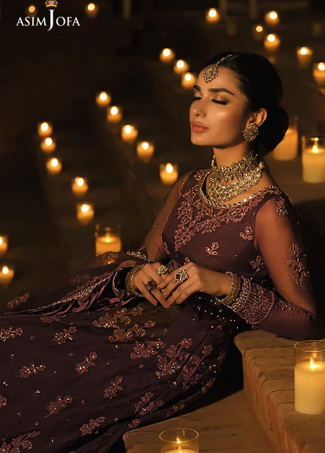 Sadqay Tumharay By Asim Jofa Embroidered Chiffon Suits Unstitched 3 Piece AJ22ST AJST-17 - Eid Collection