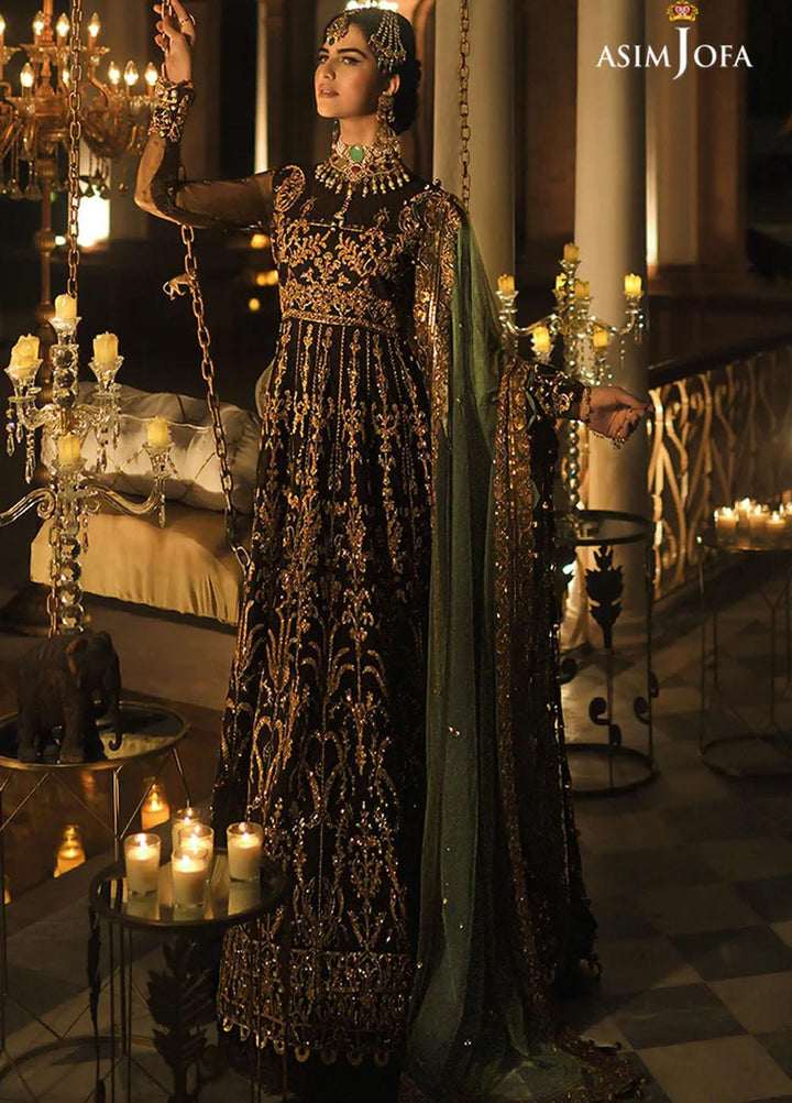 Sadqay Tumharay By Asim Jofa Embroidered Net Suits Unstitched 3 Piece AJ22ST AJST-18 - Eid Collection