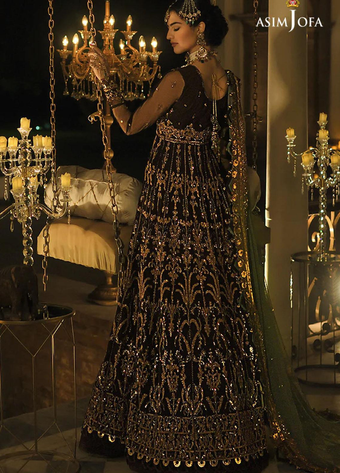 Sadqay Tumharay By Asim Jofa Embroidered Net Suits Unstitched 3 Piece AJ22ST AJST-18 - Eid Collection