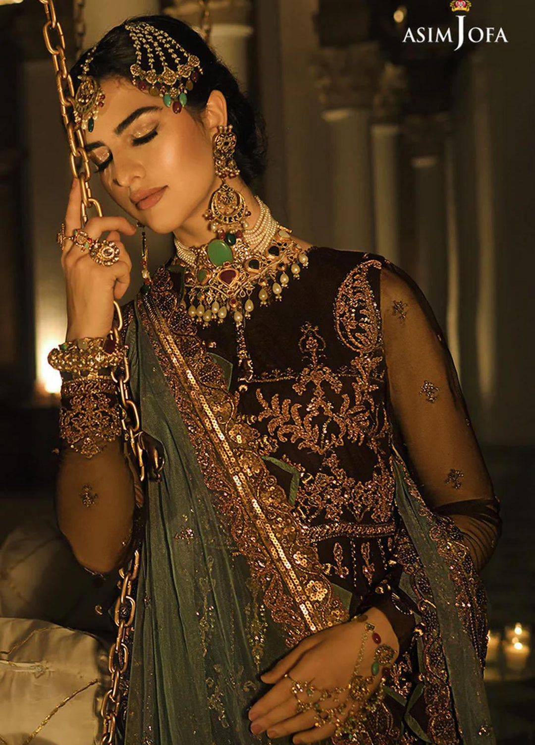 Sadqay Tumharay By Asim Jofa Embroidered Net Suits Unstitched 3 Piece AJ22ST AJST-18 - Eid Collection