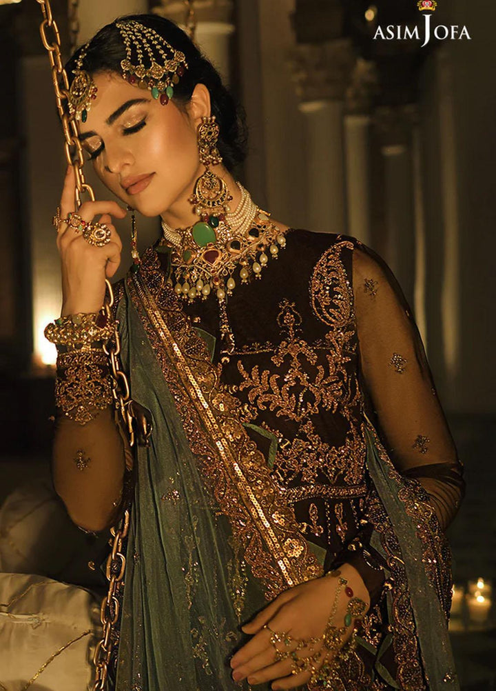 Sadqay Tumharay By Asim Jofa Embroidered Net Suits Unstitched 3 Piece AJ22ST AJST-18 - Eid Collection