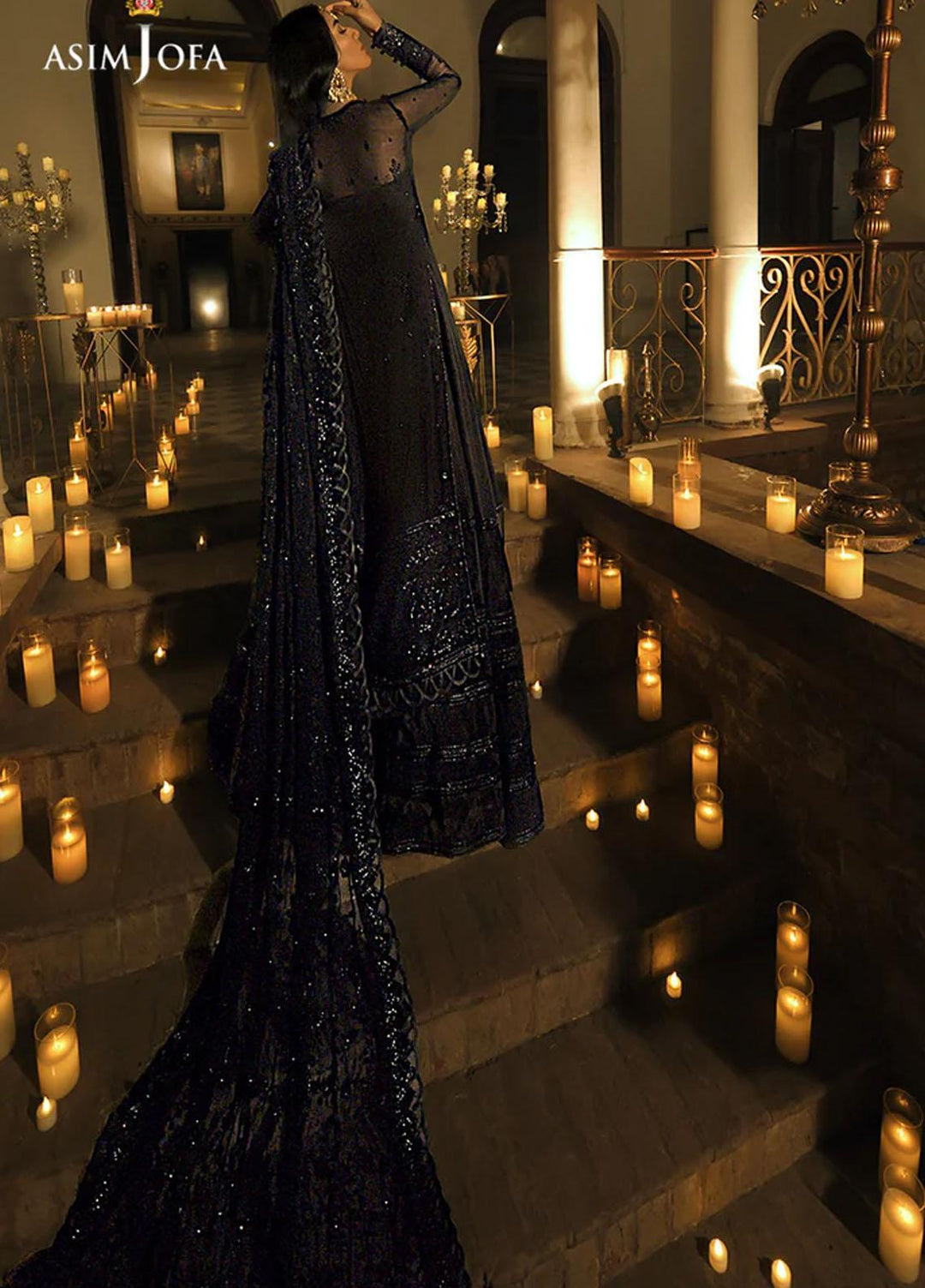 Sadqay Tumharay By Asim Jofa Embroidered Chiffon Suits Unstitched 3 Piece AJ22ST AJST-20 - Eid Collection