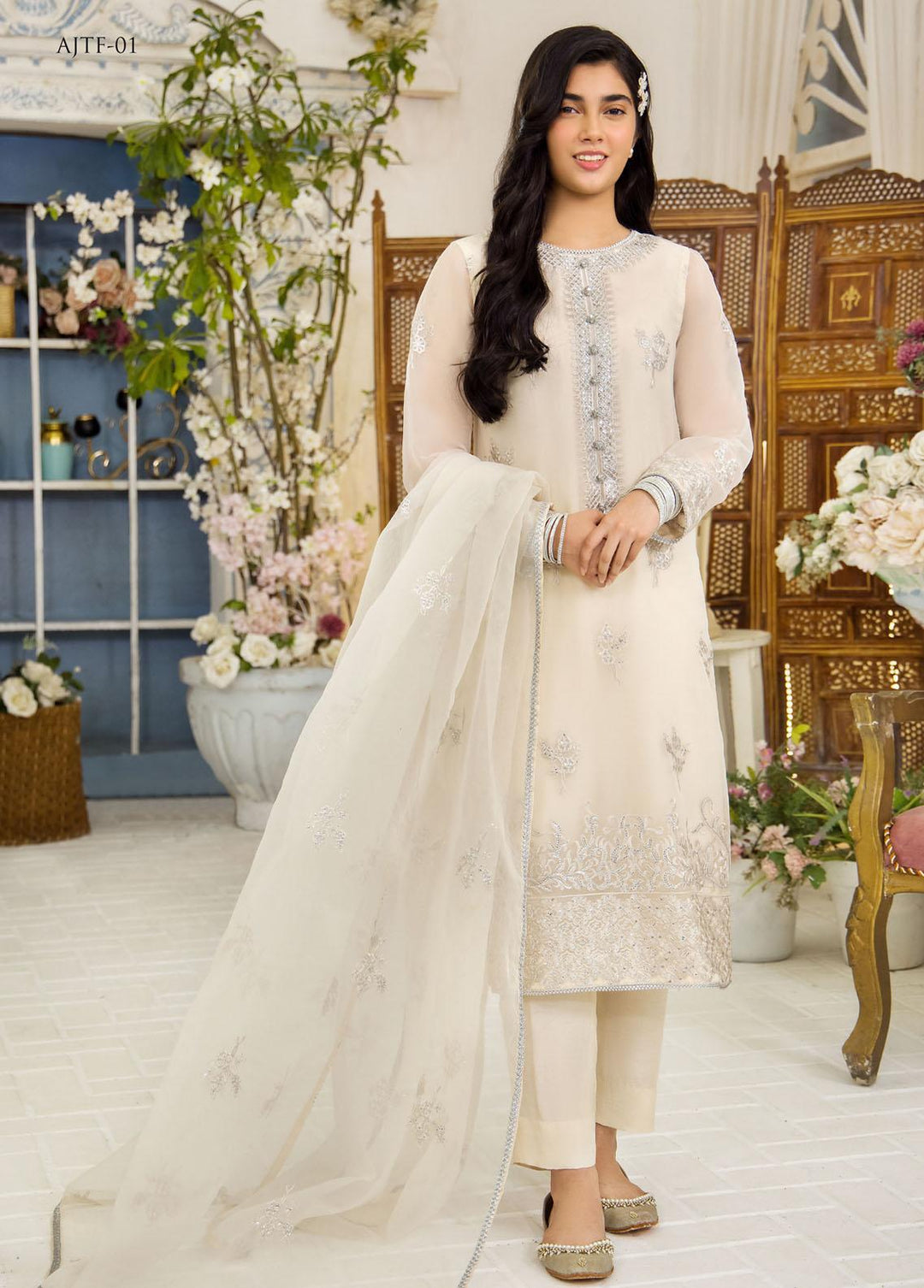 Asim Jofa Organza Festive Pret 3 Piece Suit for Girls -  AJ23TF AJTF-01