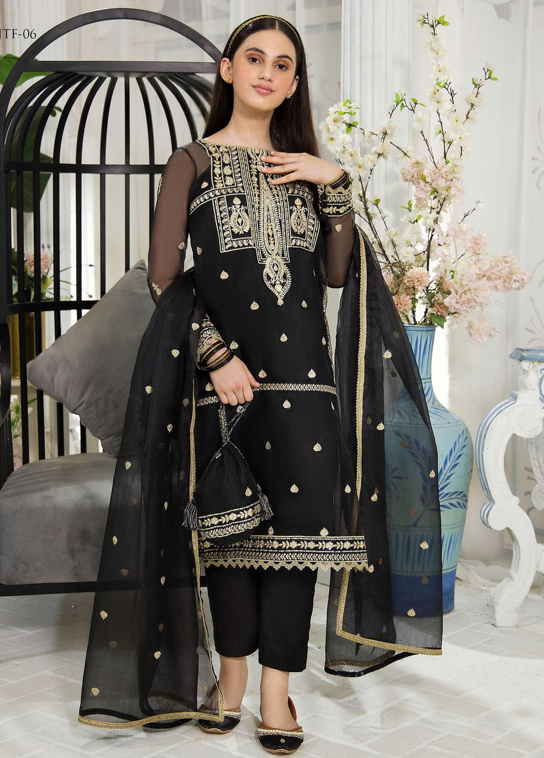 Asim Jofa Organza Festive Pret 3 Piece Suit for Girls -  AJ23TF AJTF-06