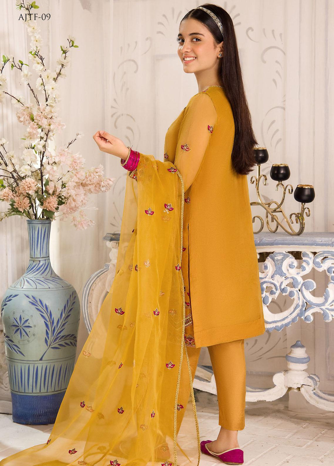 Asim Jofa Organza Festive Pret 3 Piece Suit for Girls -  AJ23TF AJTF-09