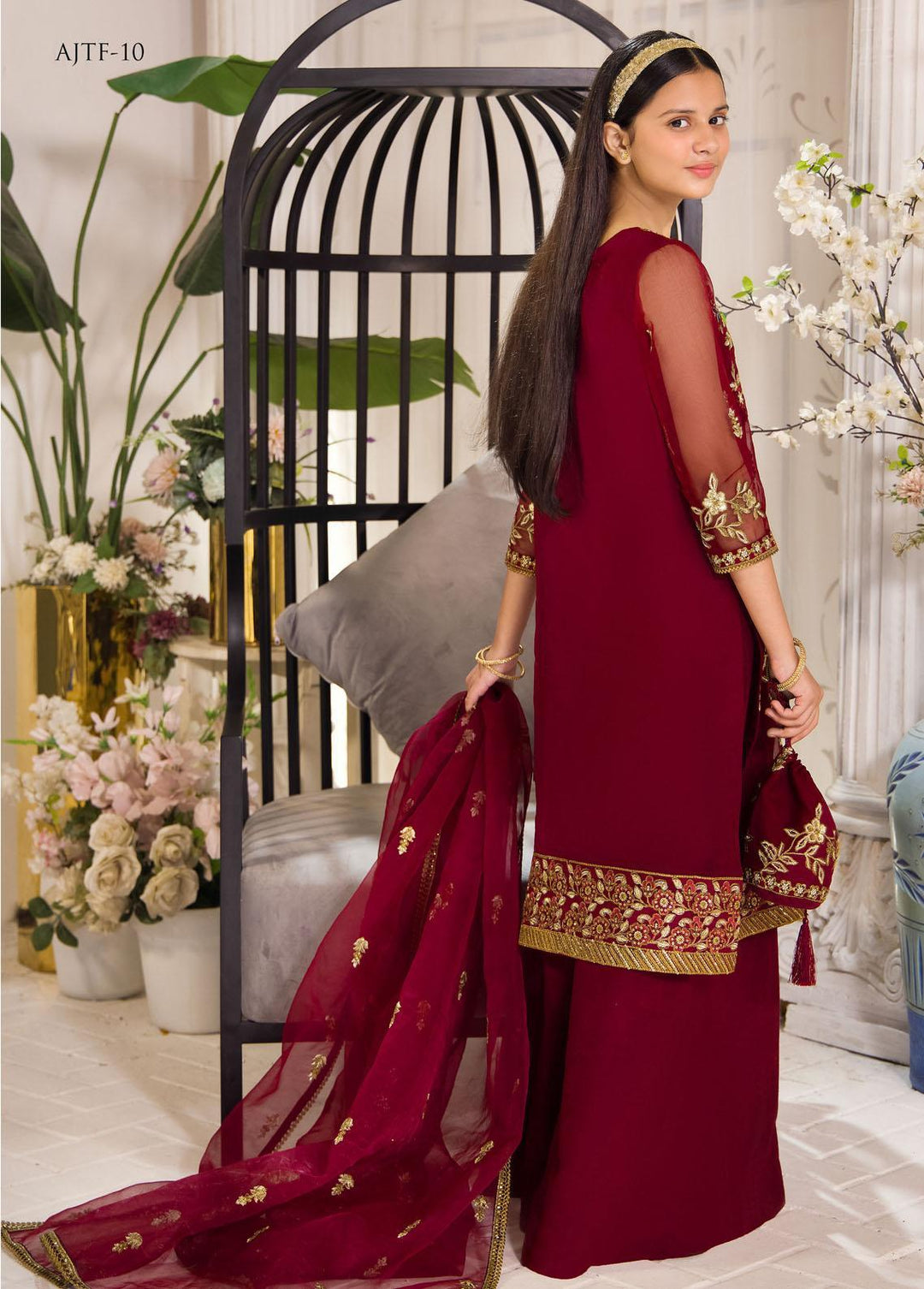 Asim Jofa Organza Festive Pret 3 Piece Suit for Girls -  AJ23TF AJTF-10