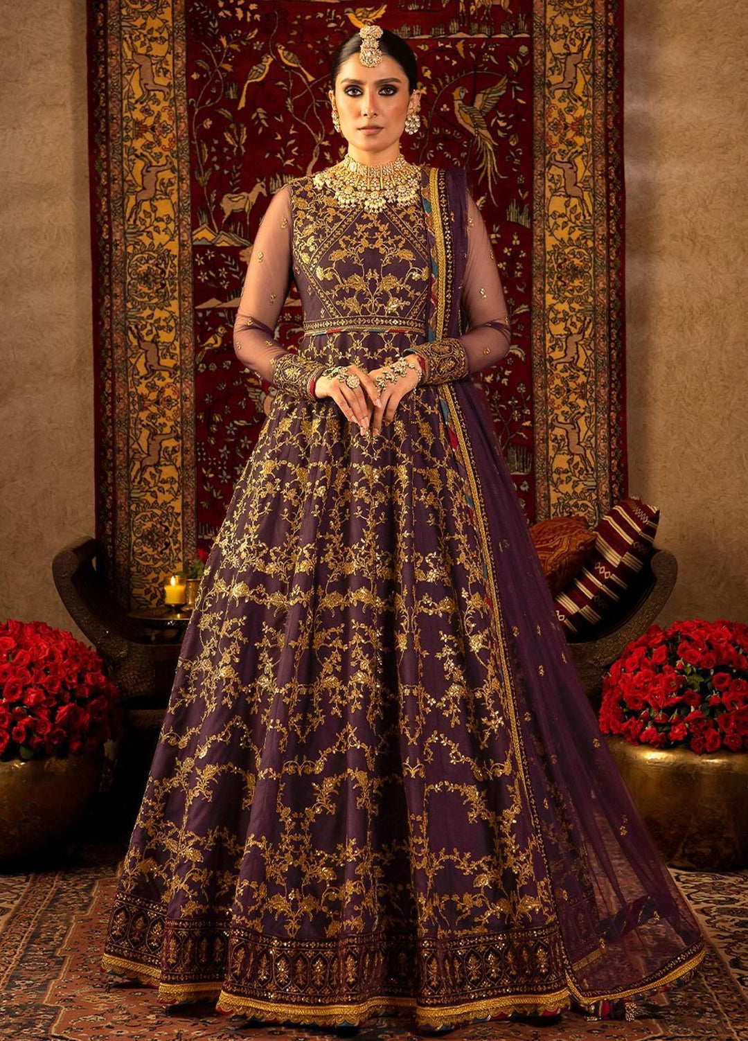 Asim Jofa Embroidered Net Suits Unstitched 3 Piece AJ23VF AJVF-03 - Festive Collection