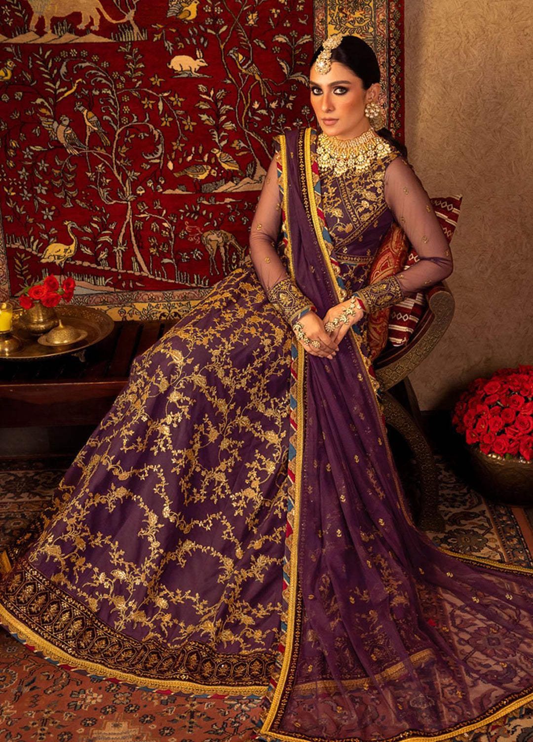 Asim Jofa Embroidered Net Suits Unstitched 3 Piece AJ23VF AJVF-03 - Festive Collection