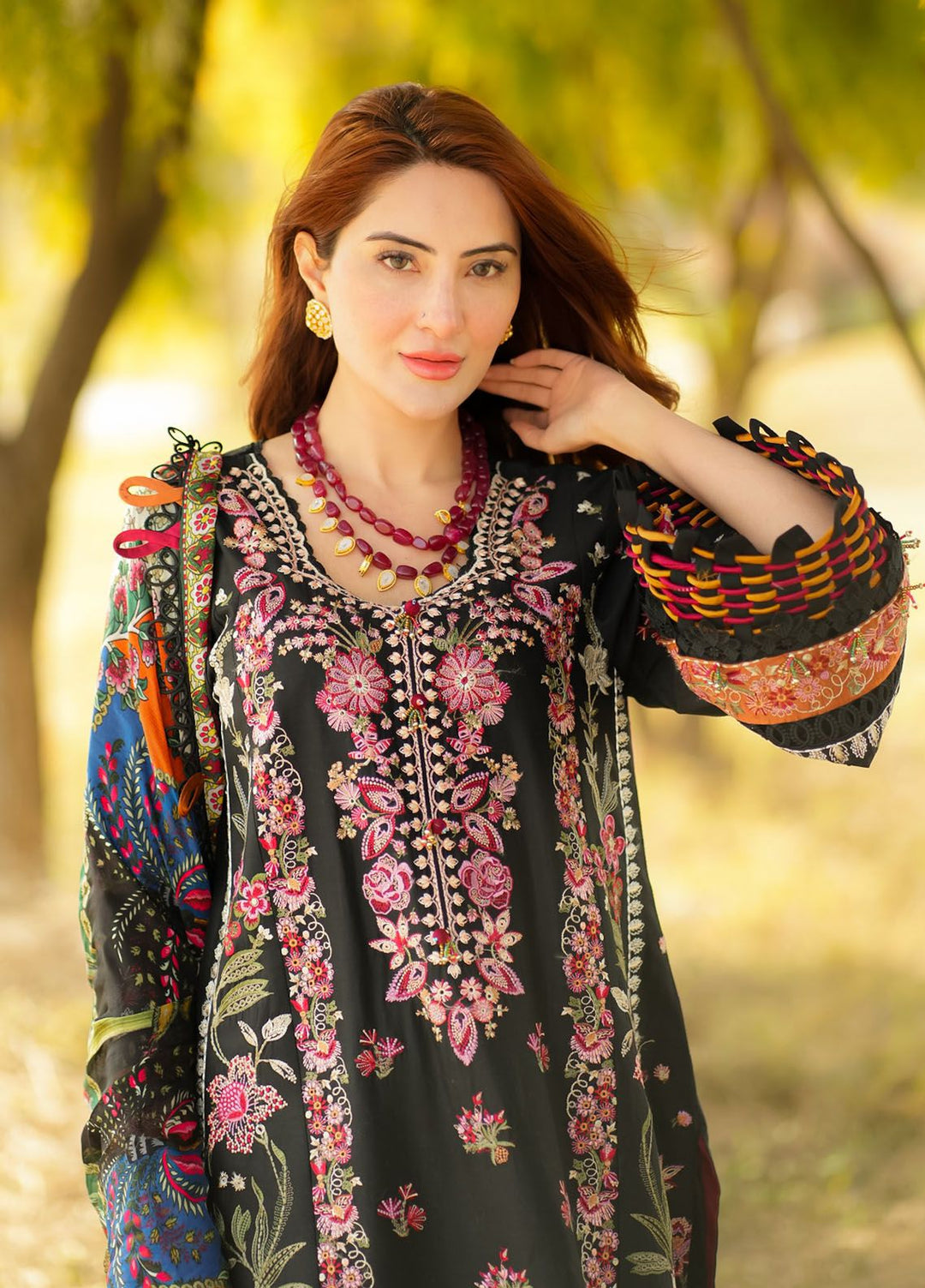 Alif by AJR Couture Embroidered Lawn Suits Unstitched 3 Piece AJR24AL ASL-03 Noir - Luxury Summer Collection