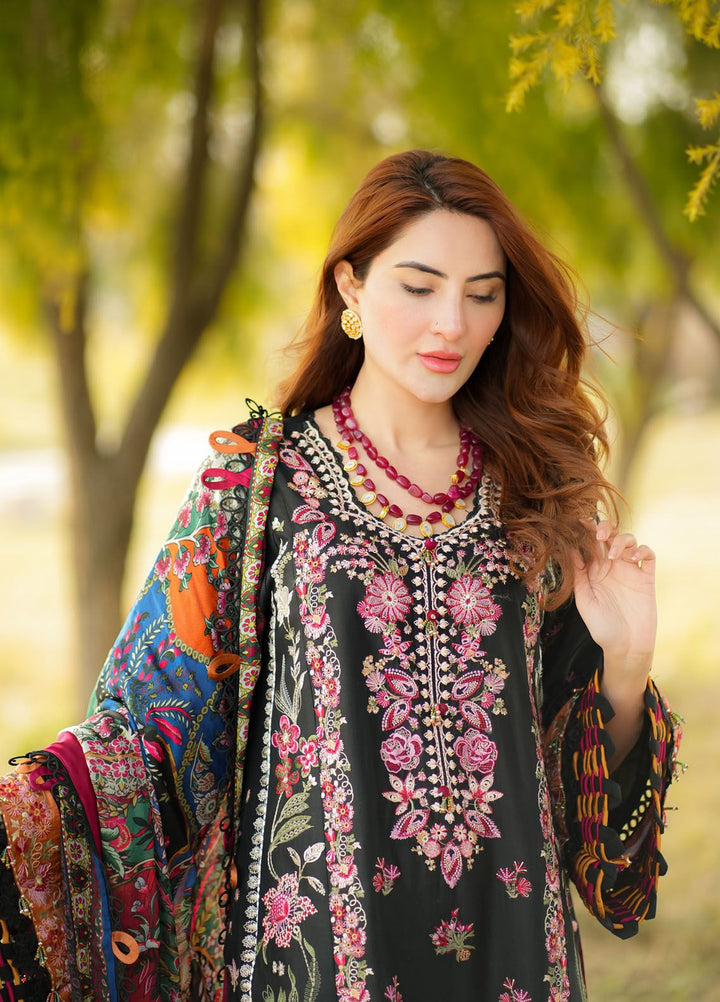 Alif by AJR Couture Embroidered Lawn Suits Unstitched 3 Piece AJR24AL ASL-03 Noir - Luxury Summer Collection
