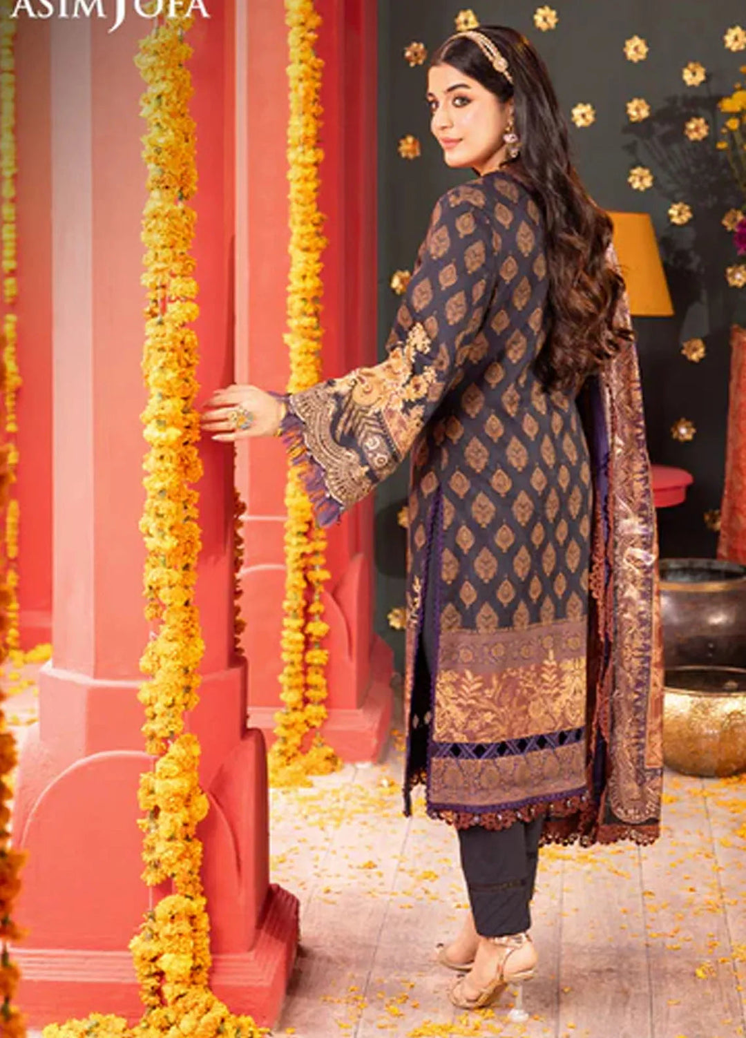 Asra By Asim Jofa Embroidered Jacquard Suit Unstitched 3 Piece AJ24AE AJRA-01 - Festive Collection