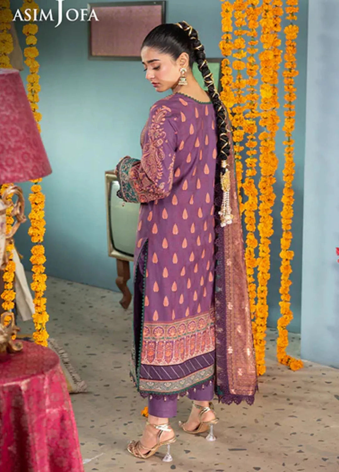 Asra By Asim Jofa Embroidered Jacquard Suit Unstitched 3 Piece AJ24AE AJRA-02 - Festive Collection