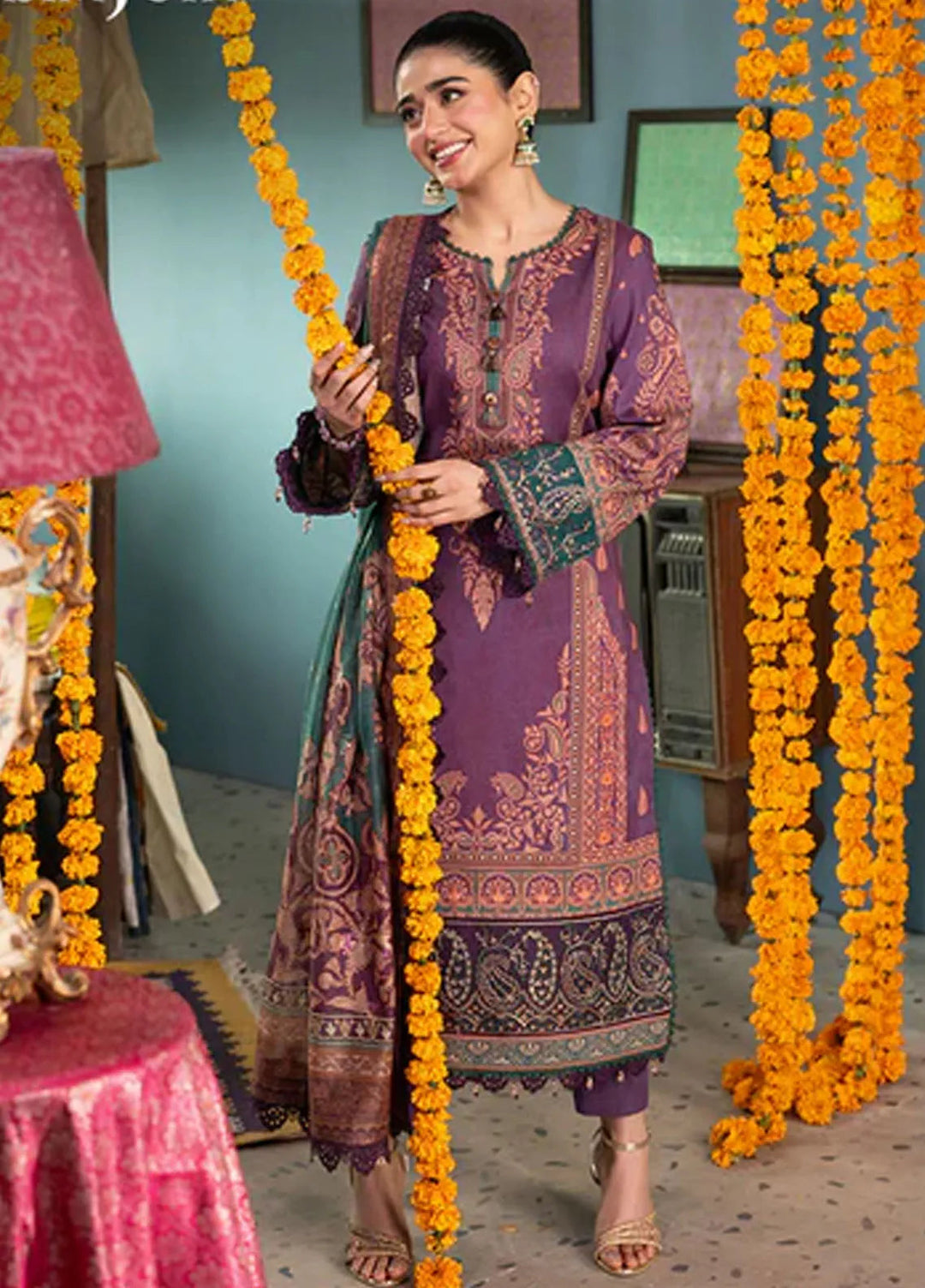 Asra By Asim Jofa Embroidered Jacquard Suit Unstitched 3 Piece AJ24AE AJRA-02 - Festive Collection